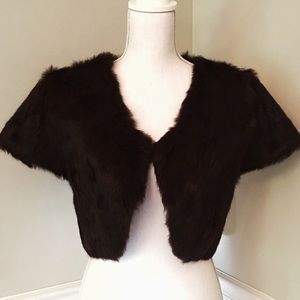 Brown rabbit fur jacket, runs small-size large
